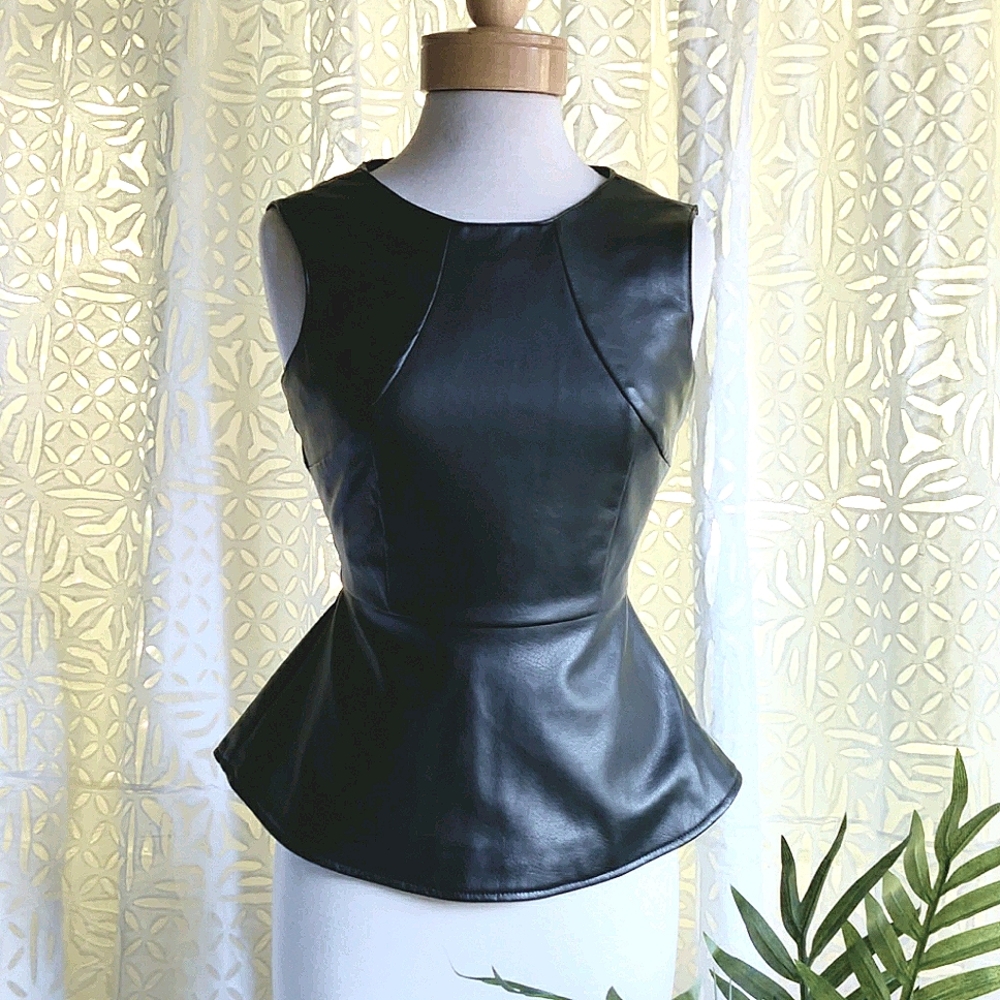 Vegan leather peplum top